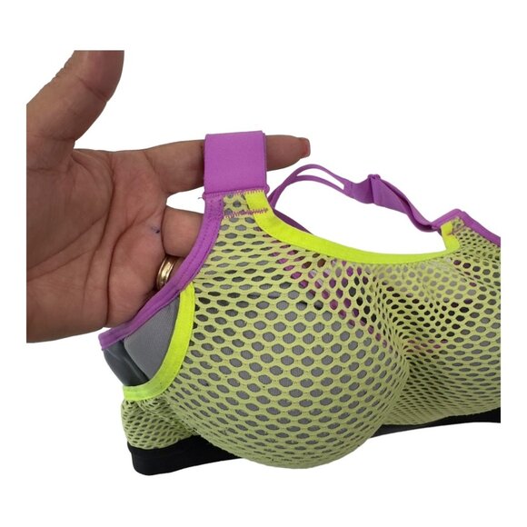 Victoria's Secret VSX Sport Mesh Active Sport Bra Size 34C Neon Yellow & Gray - Picture 3 of 9
